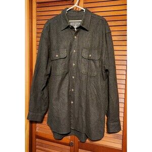 Field & Stream Mens Green Flannel Shirt Large Cotton Shacket Vintage Long Sleeve
